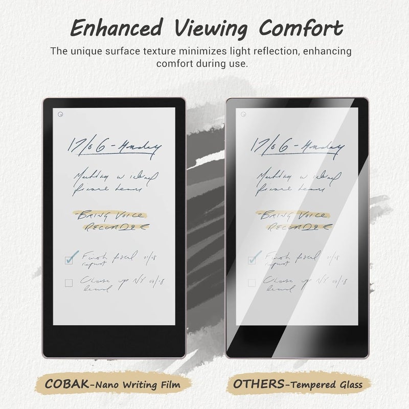 CoBak Paper Feel Writing Screen Protector for reMarkable Paper Pro Move 7.3 Inch 2025 Released, Matte Suface Anti-Glare and 9 H Hardness Tempered Glass Anti-Scratch - 1 Pack Black - Image 5